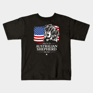Proud Australian Shepherd Mom American Flag patriotic dog Kids T-Shirt